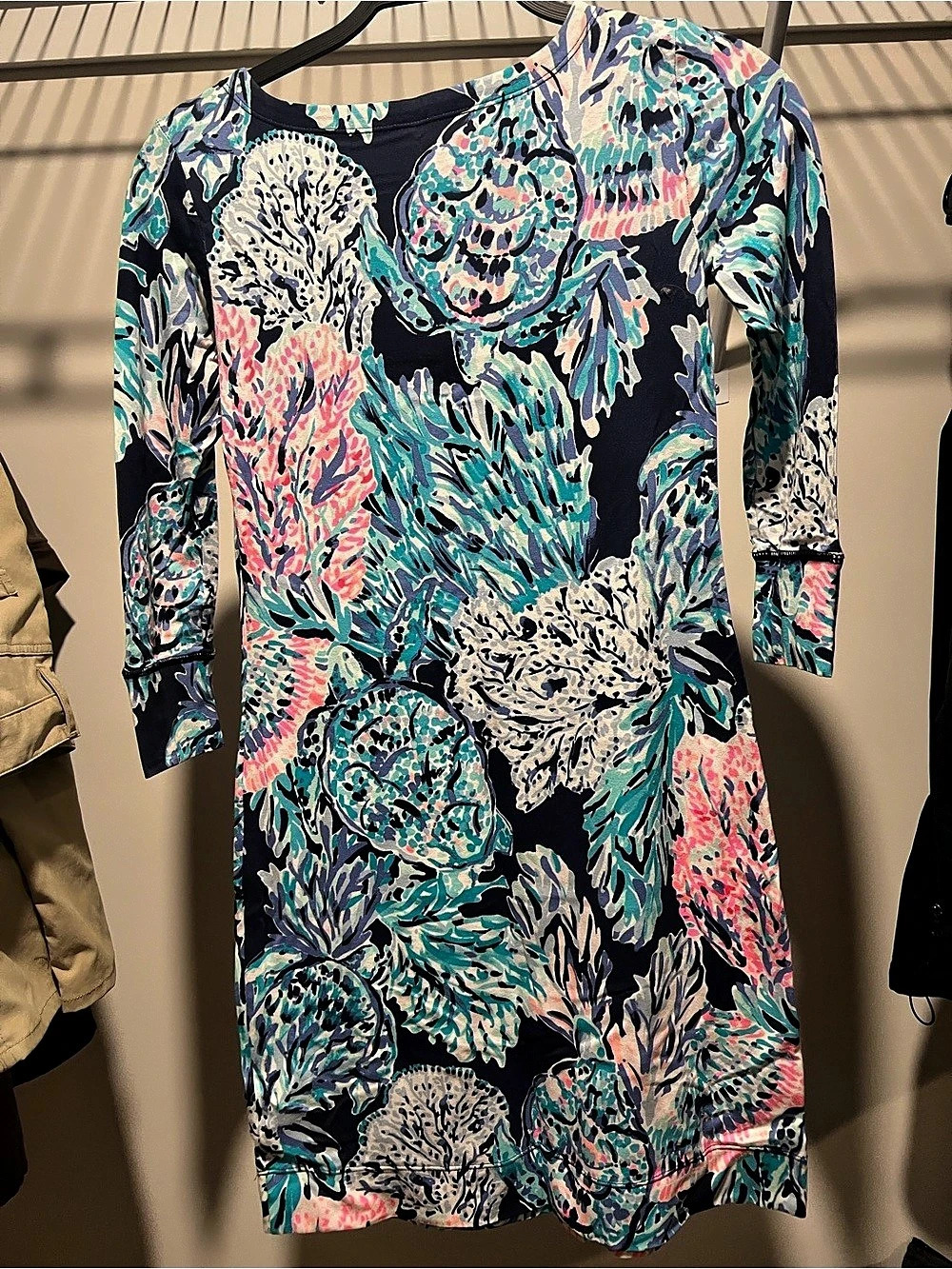 Lilly Pulitzer Floral Long Sleeve Dress in Blue & Pink XS Like New